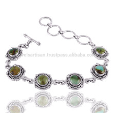 Designer pulseira turquesa Gemstone 925 pulseira de prata atacado jóias da Índia